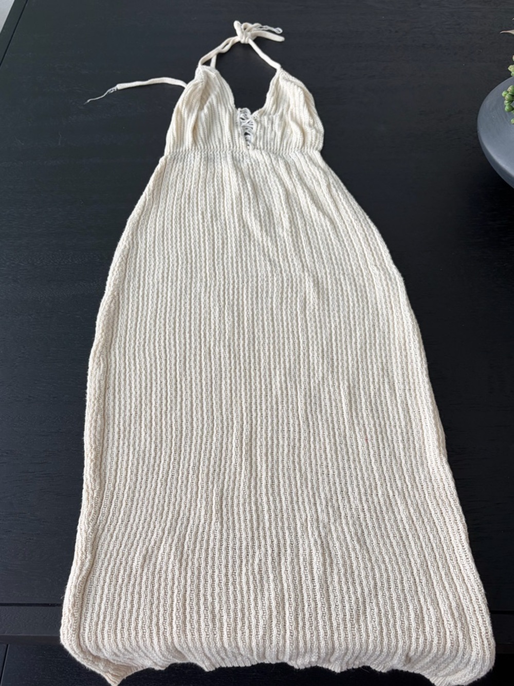 Knit Halter Midi Dress Bathing suit coverup in Cream